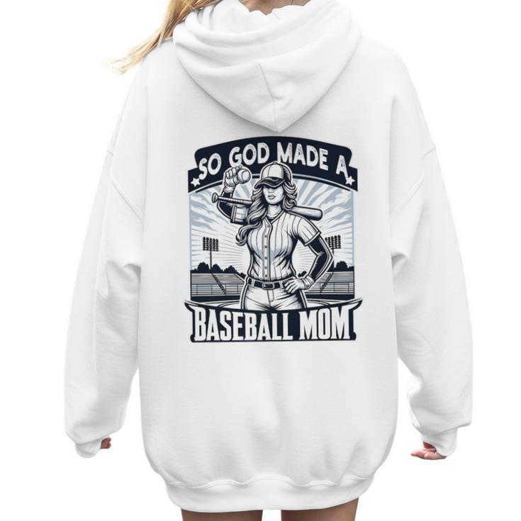 So God Made A Baseball Mom Baseball Player Premium Women Hoodie Back Print