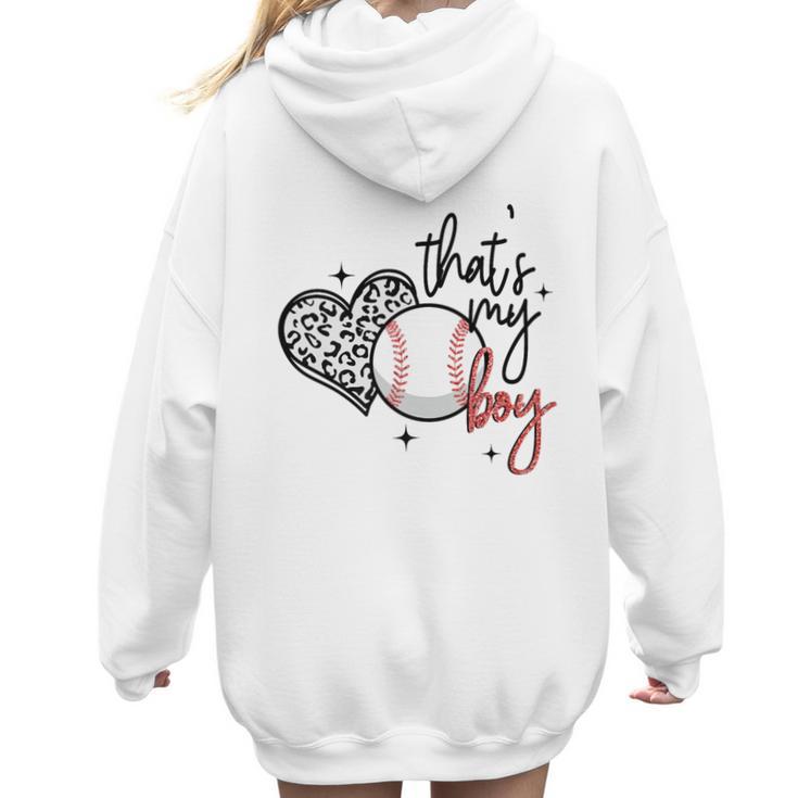 That's My Boy Leopard Heart Baseball Mom Premium Women Hoodie Back Print