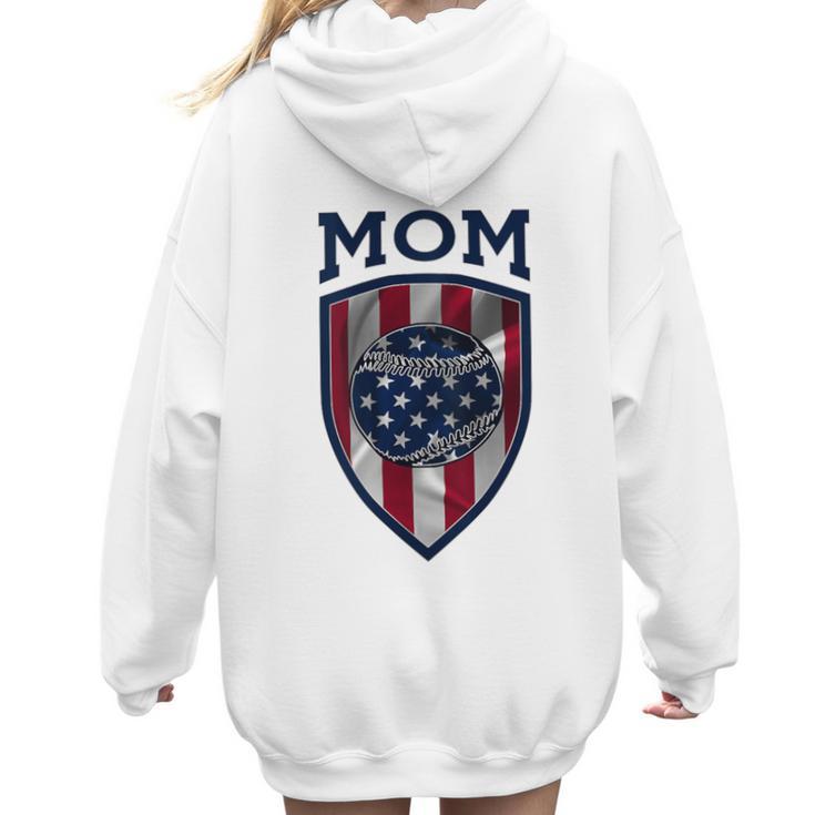 USA Mum Mother's Day Baseball Mom Women Hoodie Back Print