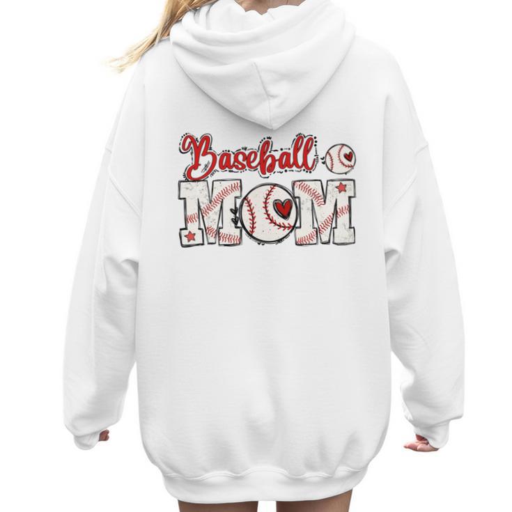 Vintage Baseball Mom Sports Fan Love Heart Women Hoodie Back Print