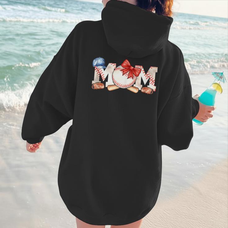Ball Mom Bow Tie Baseball Mom Women Hoodie Back Print