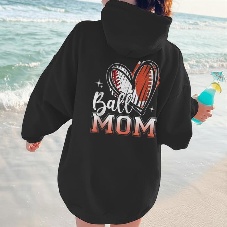Ball Mom Football Baseball Mom Women Hoodie Back Print