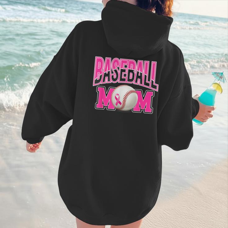BASEBALL MOM BREAST CANCER RIBBON PINK SPORTS MOM Women Hoodie Back Print