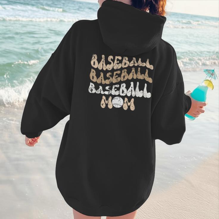 Baseball Mom Distressed Vintage Sports Player Calls Me Mom Women Hoodie Back Print