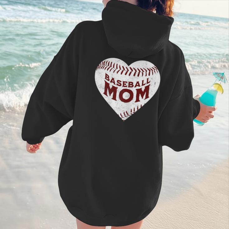 Baseball Mom Heart Love Mother's Day Game Day Support Women Hoodie Back Print
