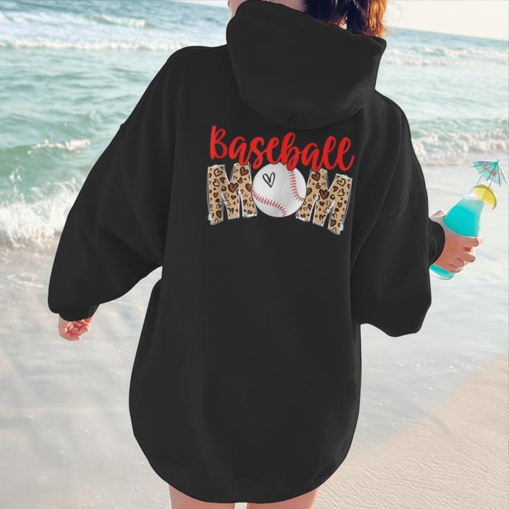 Baseball Mom Leopard Print Cute Mother's Day Sport Lover Women Hoodie Back Print Baseball Mom Leopard Print Cute Mother's Day Sport Lover Women Hoodie Back Print