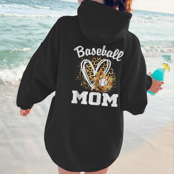 Baseball Mom Leopard Heart Matching Family Women Hoodie Back Print