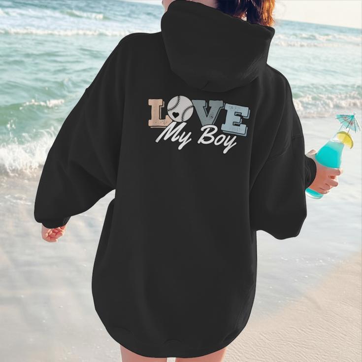 Baseball Mom Love My Boy Retro Casual Letter Print Women Hoodie Back Print