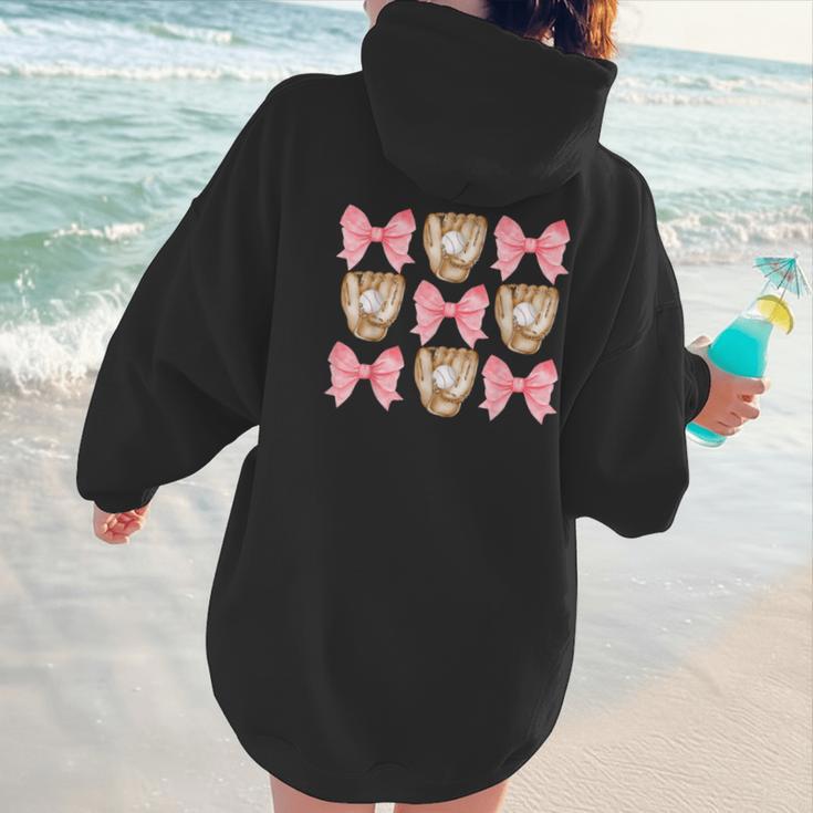 Baseball Mom Sister Tween Teen Girl Girly Pink Bow Preppy Women Hoodie Back Print