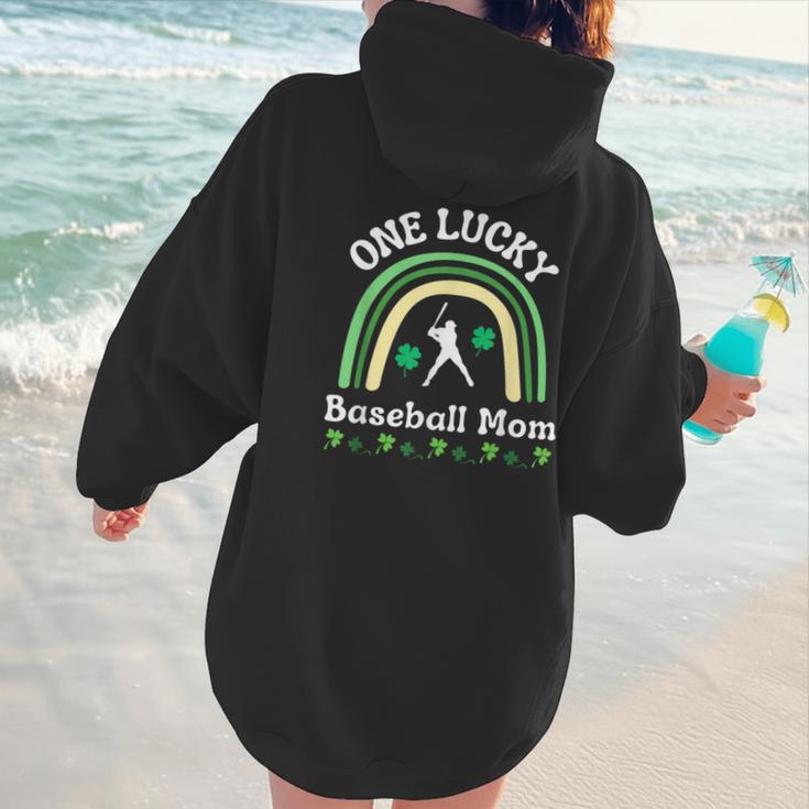 Baseball Mom St Patrick's Day Irish Shamrock Sports Women Hoodie Back Print