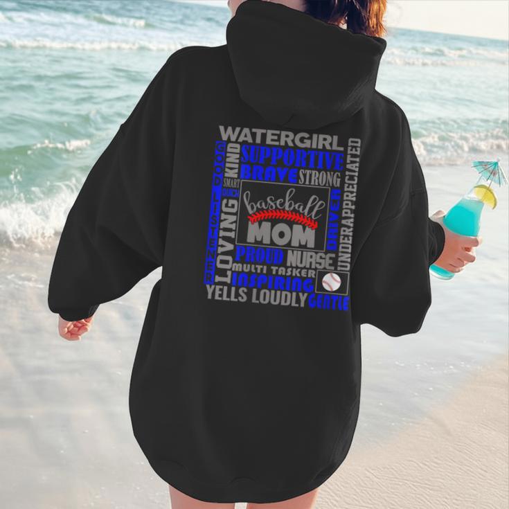 Baseball Mom Traits For Great Mothers Grey And Blue Women Hoodie Back Print Baseball Mom Traits For Great Mothers Grey And Blue Women Hoodie Back Print