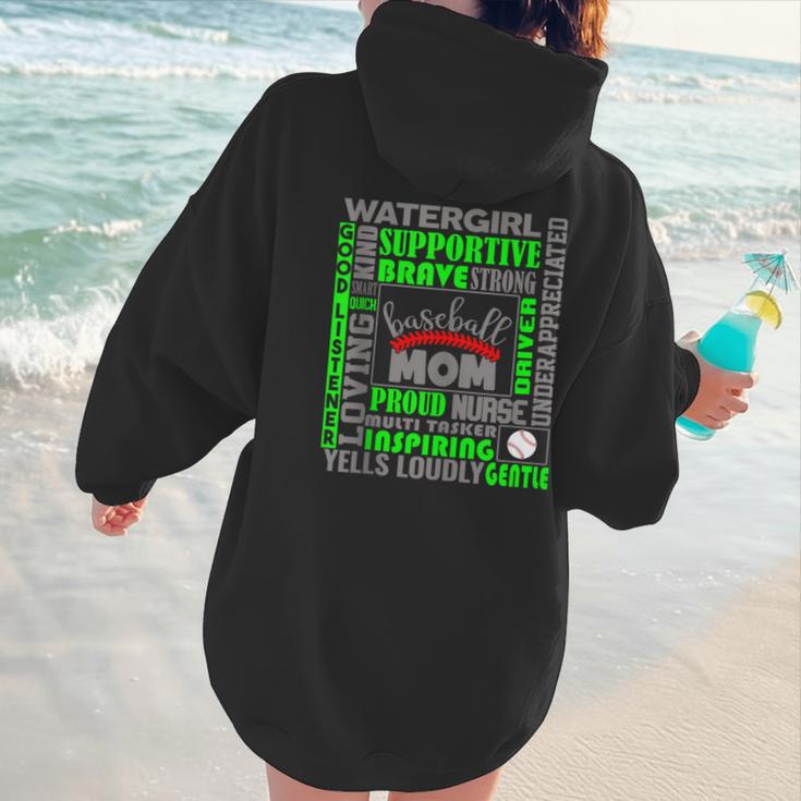 Baseball Mom Traits For Great Mothers Grey And Green Women Hoodie Back Print Baseball Mom Traits For Great Mothers Grey And Green Women Hoodie Back Print