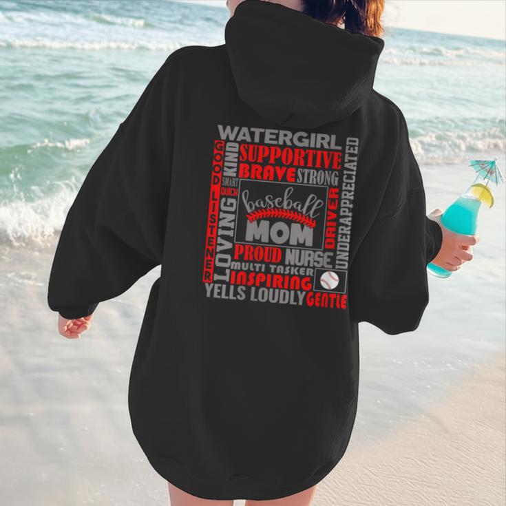 Baseball Mom Traits For Great Mothers Grey And Red Women Hoodie Back Print Baseball Mom Traits For Great Mothers Grey And Red Women Hoodie Back Print