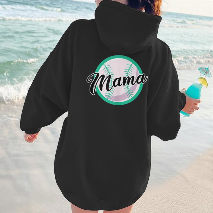 Cute Mama Script Font On Baseball Mom Women Hoodie Back Print