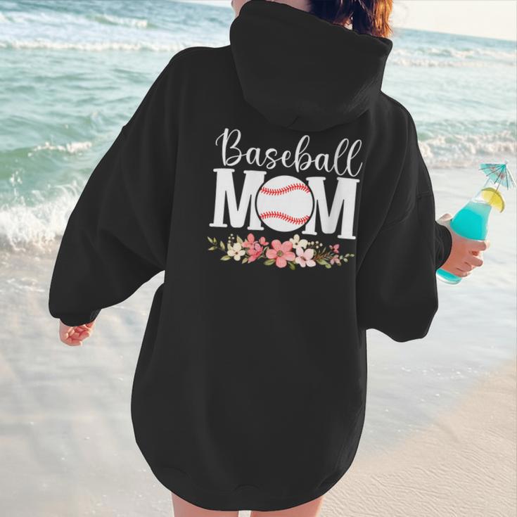 Floral Baseball Mom Mother's Day Cute Baseball Mama Mommy Women Hoodie Back Print Floral Baseball Mom Mother's Day Cute Baseball Mama Mommy Women Hoodie Back Print