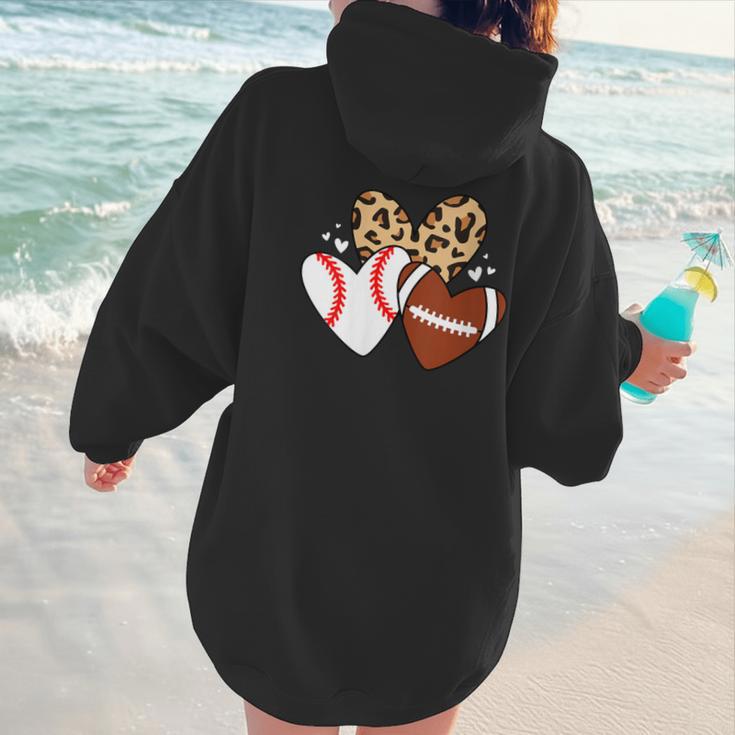 Football Baseball Heart Football Baseball Mom Women Hoodie Back Print Football Baseball Heart Football Baseball Mom Women Hoodie Back Print