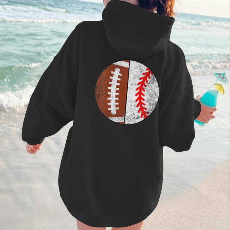 Football Baseball Player Football Baseball Mom Women Hoodie Back Print