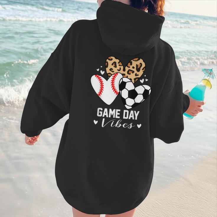 Game Day Vibes Soccer Baseball Mom Heart Women Hoodie Back Print Game Day Vibes Soccer Baseball Mom Heart Women Hoodie Back Print