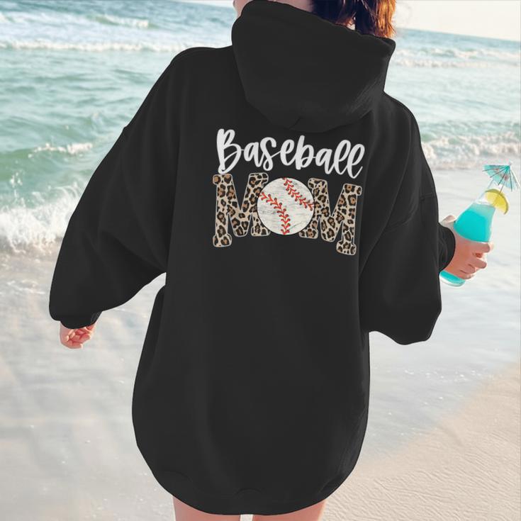 Leopard Baseball Mom Baseball Mama Retro Cute Mother's Day Women Hoodie Back Print