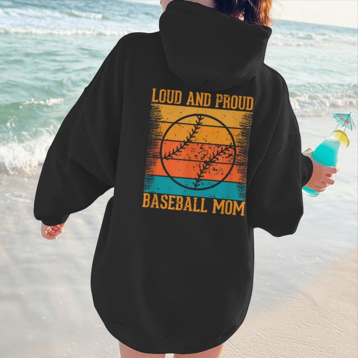 Loud And Proud Baseball Mom Vibrant Colorful Stripe Women Hoodie Back Print Loud And Proud Baseball Mom Vibrant Colorful Stripe Women Hoodie Back Print