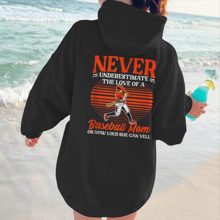 Love Of A Baseball Mom Pitcher Catcher Baseball Player Women Hoodie Back Print