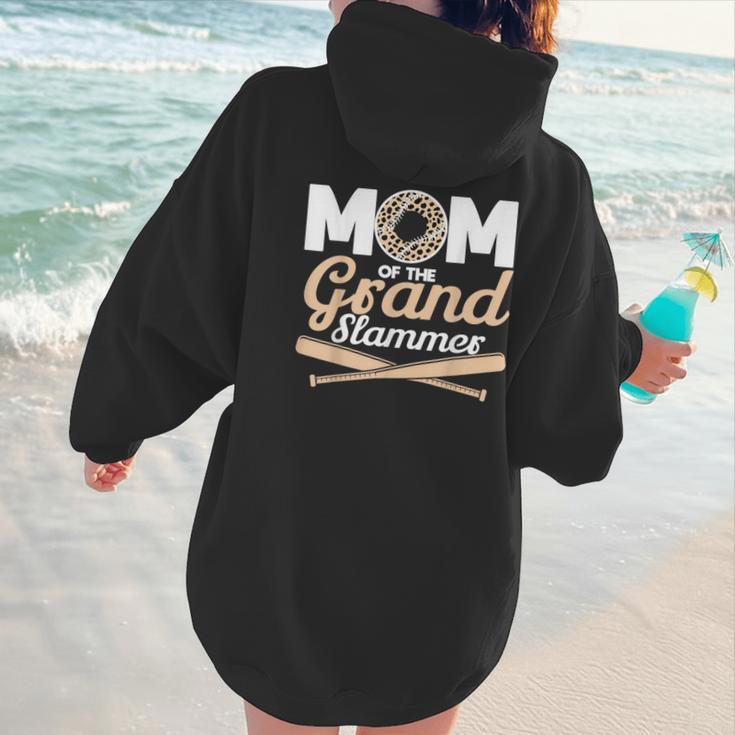 Mom Of The Grand Slammer Leopard Baseball Mom Women Hoodie Back Print
