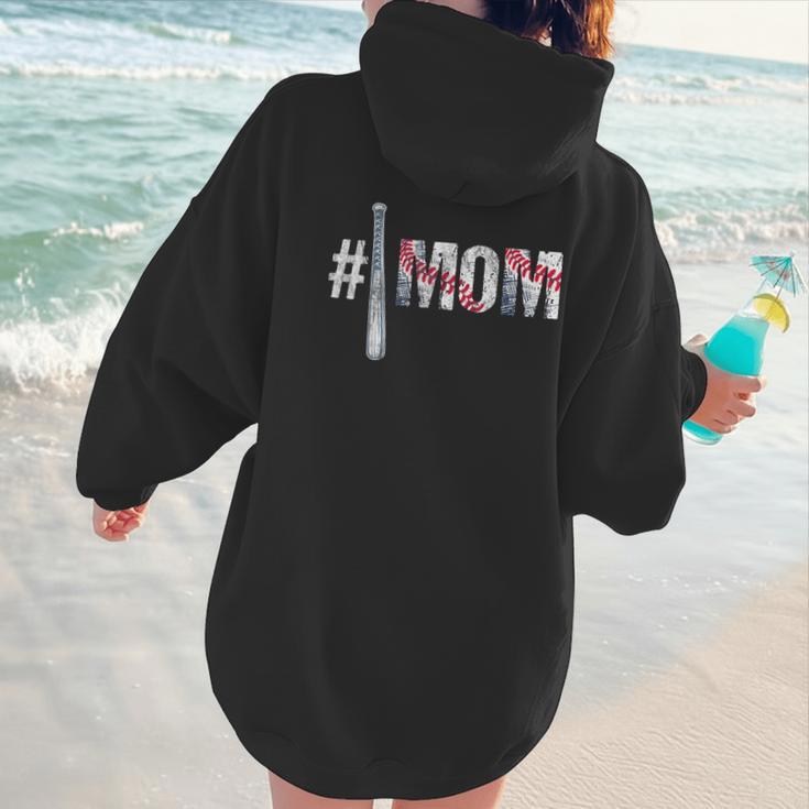 Number One Baseball Mom For Mothers Day Baseball Mommy Women Hoodie Back Print