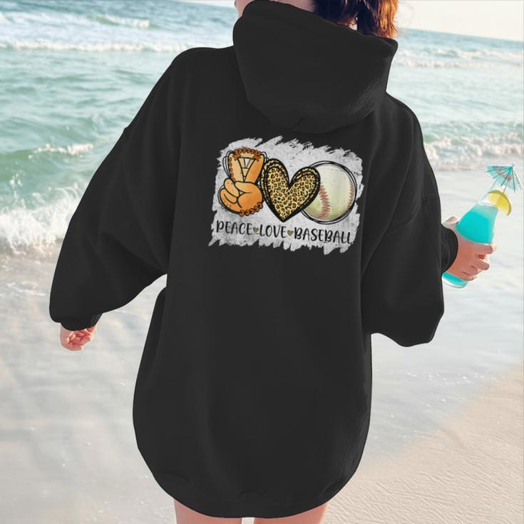 Peace Love Baseball Mom Leopard Print Mother's Day Women Hoodie Back Print Peace Love Baseball Mom Leopard Print Mother's Day Women Hoodie Back Print