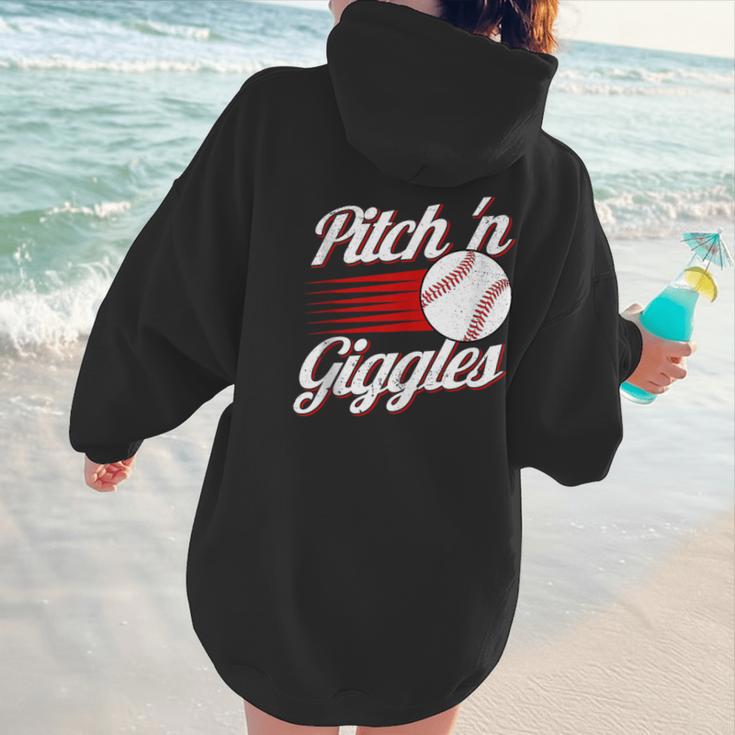 Pitch 'n Giggles Baseball Player Women Baseball Mom Women Hoodie Back Print Pitch 'n Giggles Baseball Player Women Baseball Mom Women Hoodie Back Print