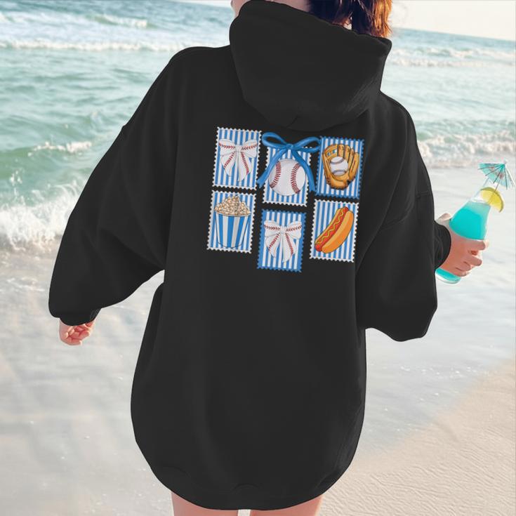 Stamps Coquette Bow Baseball Kids Youth Girls Baseball Mom Women Hoodie Back Print