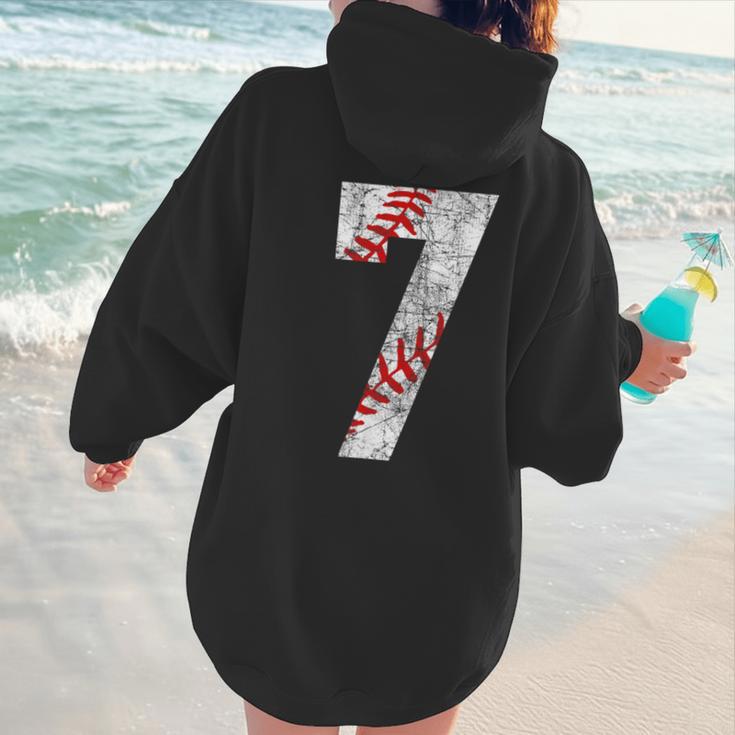 Vintage Baseball Mom 7 Jersey Baseball Favorite Player Women Hoodie Back Print Vintage Baseball Mom 7 Jersey Baseball Favorite Player Women Hoodie Back Print