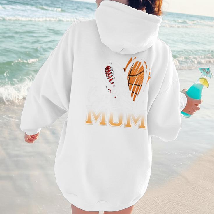 Ball Mom Heart Basketball Baseball Mom Premium Women Hoodie Back Print Ball Mom Heart Basketball Baseball Mom Premium Women Hoodie Back Print