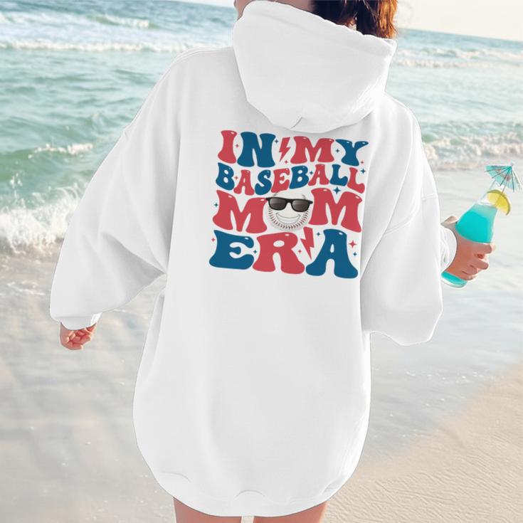 In My Baseball Mom Era Smile Face Retro Women Hoodie Back Print