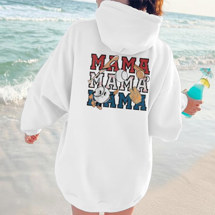 Baseball Mom Baseball Mama Game Day School Sport Women Hoodie Back Print