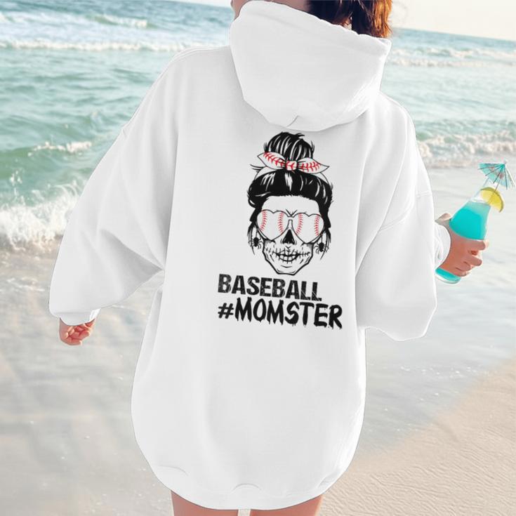 Baseball Momster Messy Bun Skull Mom For Women Halloween Women Hoodie Back Print Baseball Momster Messy Bun Skull Mom For Women Halloween Women Hoodie Back Print
