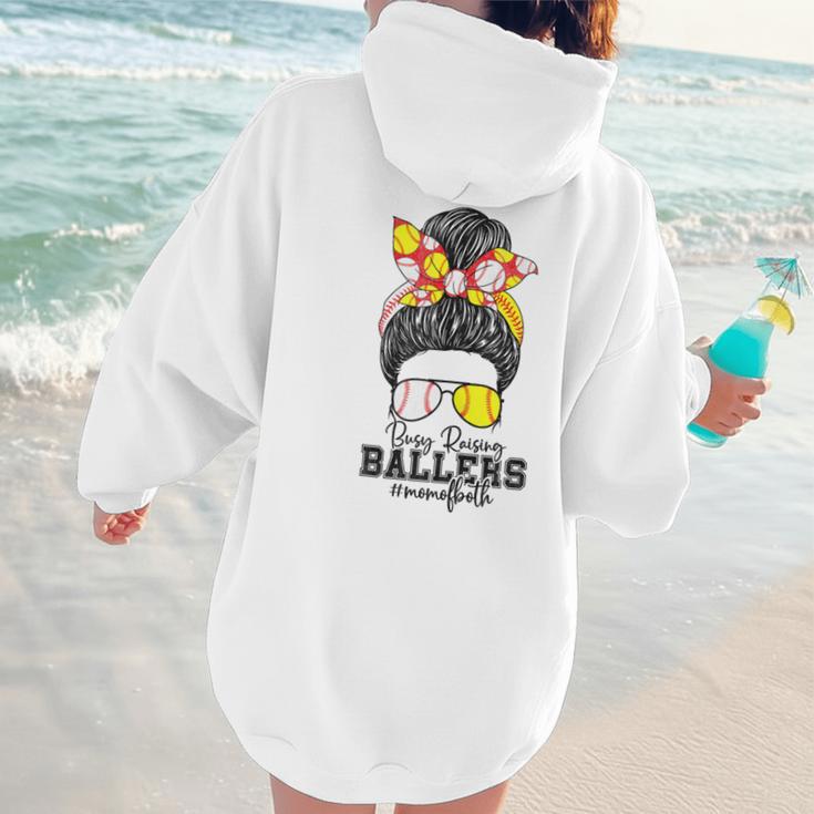 Busy Raising Ballers Softball Messy Bun Baseball Mom Women Hoodie Back Print Busy Raising Ballers Softball Messy Bun Baseball Mom Women Hoodie Back Print