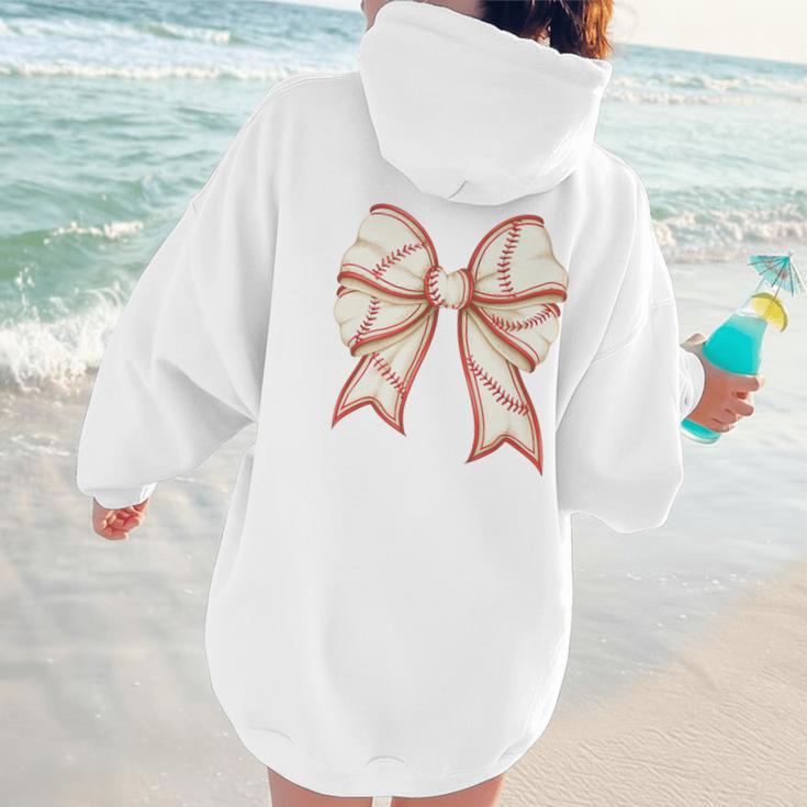 Coquette Bow Baseball Mama Baseball Mom Women Premium Women Hoodie Back Print Coquette Bow Baseball Mama Baseball Mom Women Premium Women Hoodie Back Print