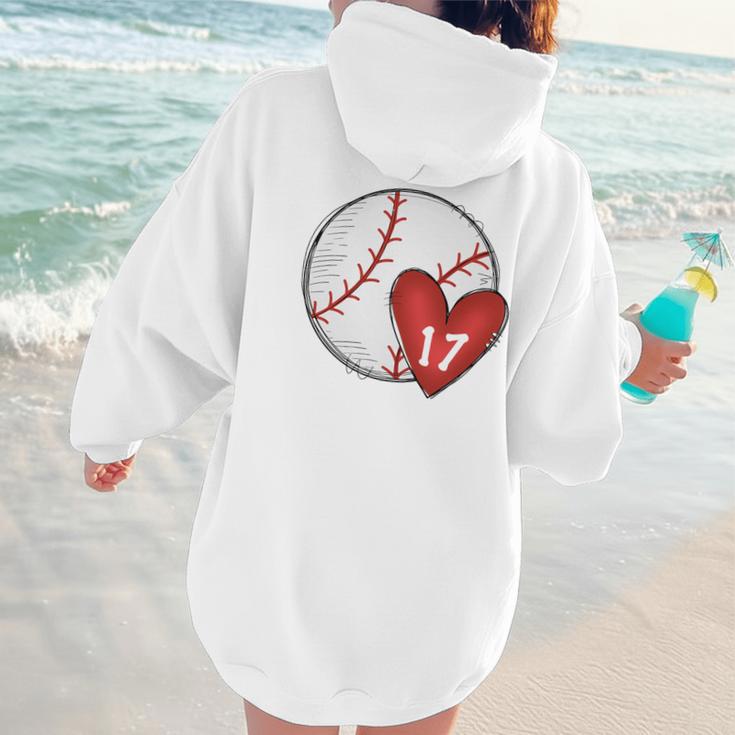 Custom Baseball Mom Number 17 Heart For Mom Mommy Premium Women Hoodie Back Print Custom Baseball Mom Number 17 Heart For Mom Mommy Premium Women Hoodie Back Print
