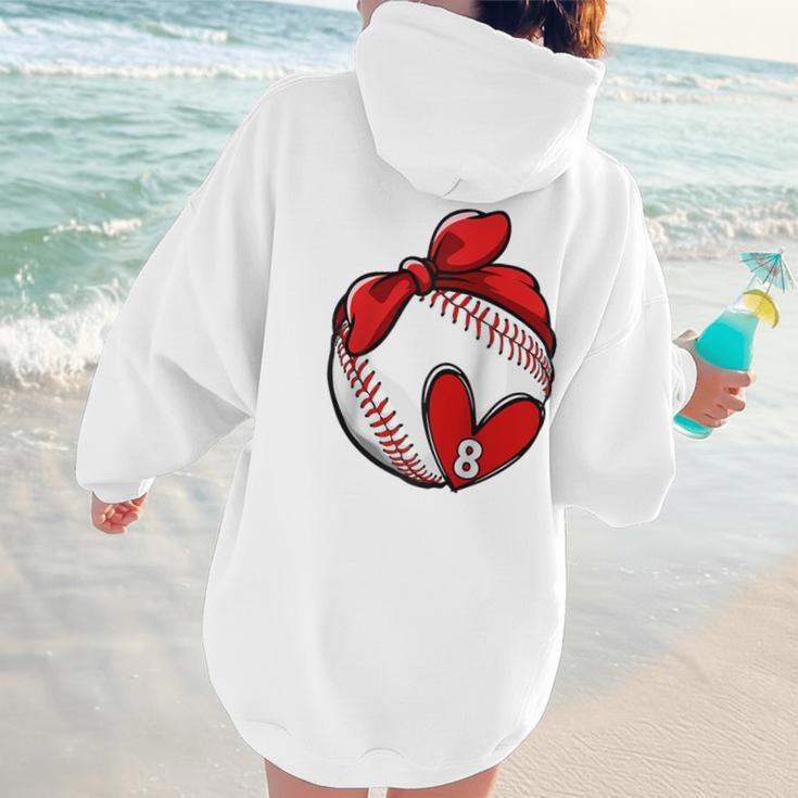 Custom Baseball Mom Number 8 Heart For Mom Mommy Raglan Baseball Tee Women Hoodie Back Print