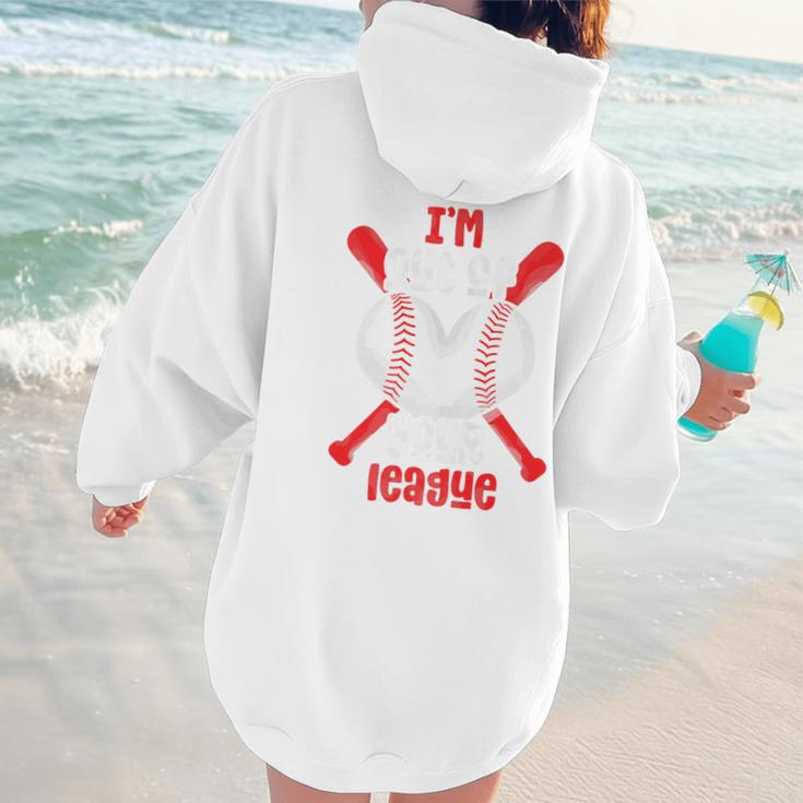 Cute Baseball Mom Out Of Your League Mommy Sports Players Premium Women Hoodie Back Print