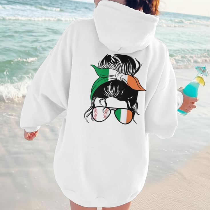Ireland Baseball Mom Messy Bun Irish Baseball Girl Women Hoodie Back Print Ireland Baseball Mom Messy Bun Irish Baseball Girl Women Hoodie Back Print