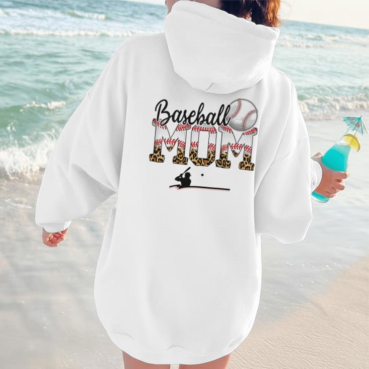 Leopard Baseball Mom Mama Mommy Sport Women Hoodie Back Print