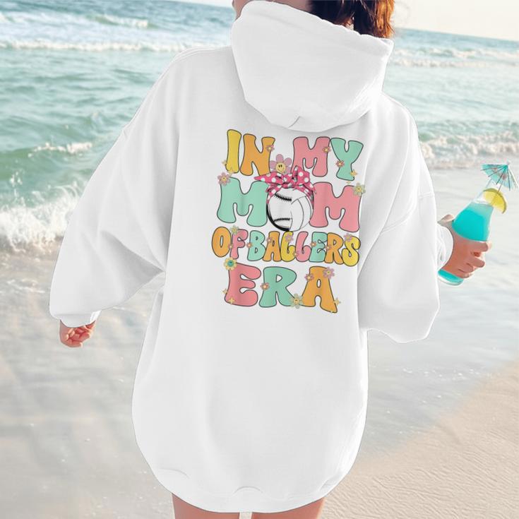 In My Mom Of Ballers Era Groovy Volleyball Baseball Mom Cute Women Hoodie Back Print