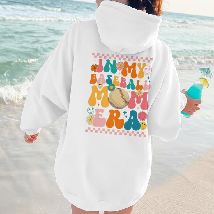 Retro Groovy In My Baseball Mom Era Happy Women Premium Women Hoodie Back Print