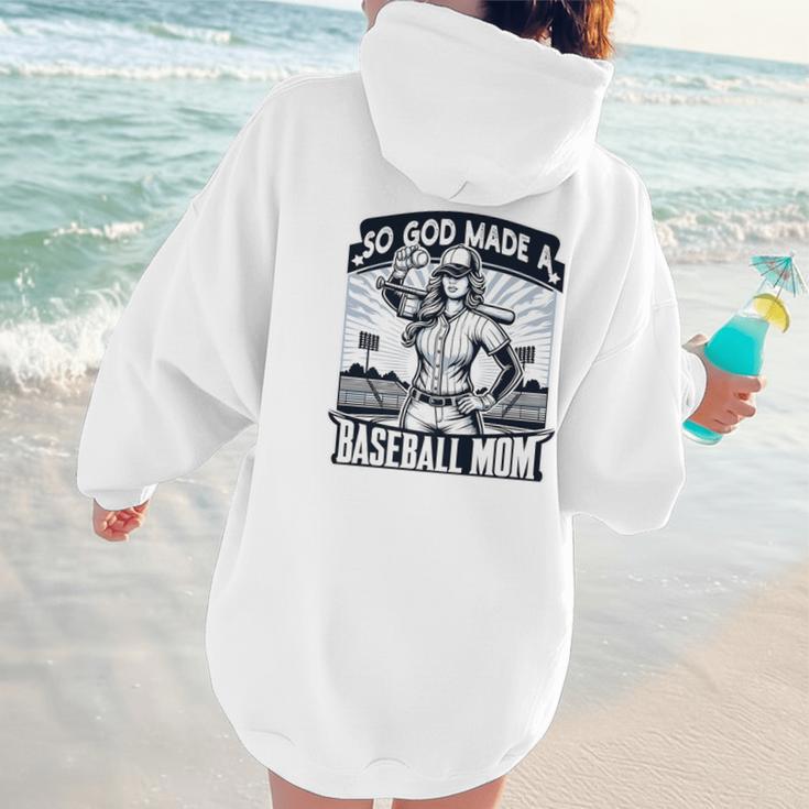 So God Made A Baseball Mom Baseball Player Premium Women Hoodie Back Print
