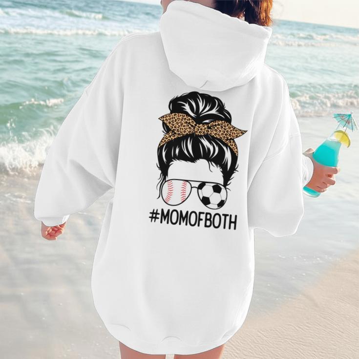 Soccer Baseball Mom Of Both Messy Bun Leopard Mother's Day Women Hoodie Back Print Soccer Baseball Mom Of Both Messy Bun Leopard Mother's Day Women Hoodie Back Print