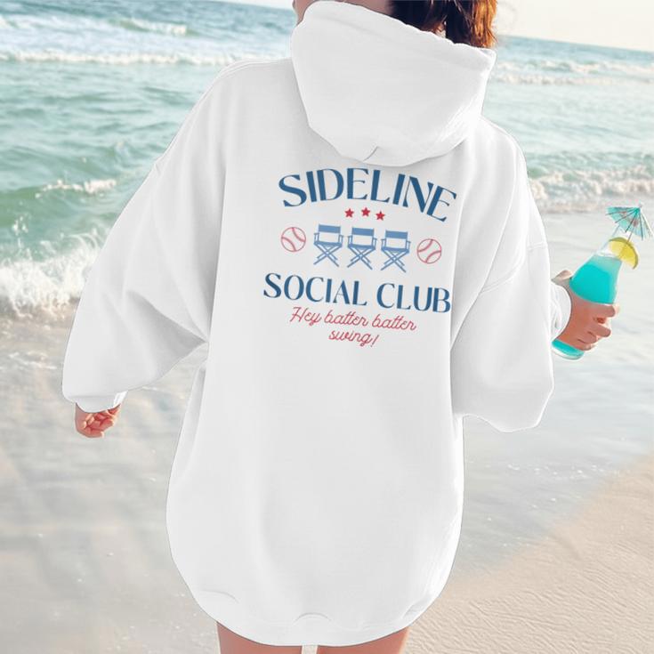 Spring 2025 Swing Batter Baseball Mom Sideline Social Club Women Hoodie Back Print