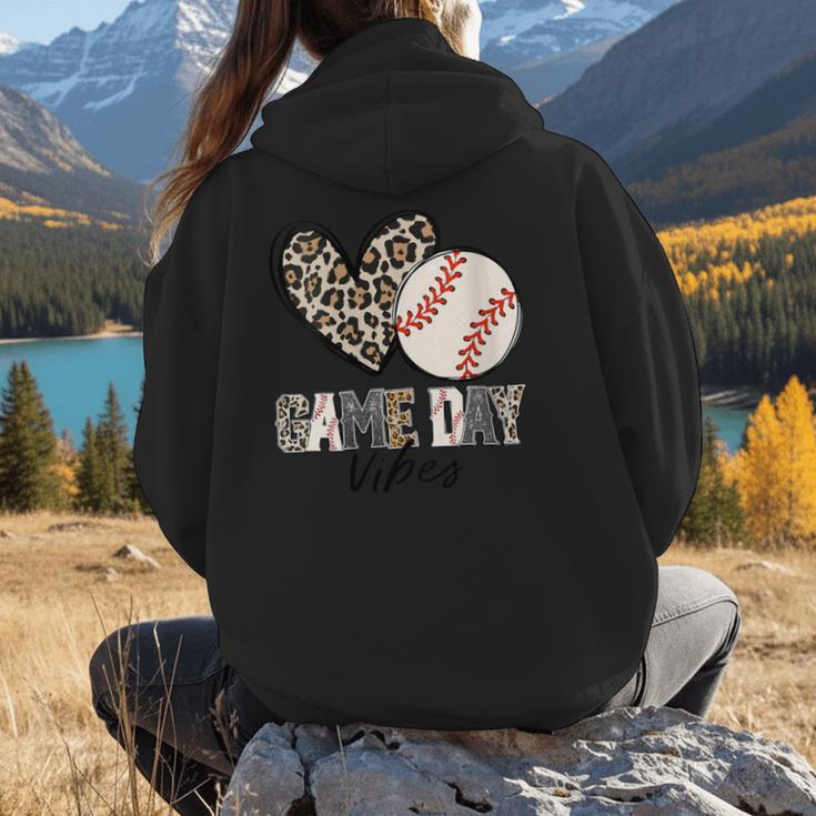 Baseball Game Day Vibes Baseball Mom Mama Leopard Cute Women Hoodie Back Print