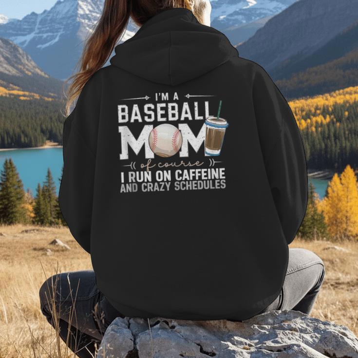 Baseball Mom Caffeine Fueled Game Day Essential Women Hoodie Back Print