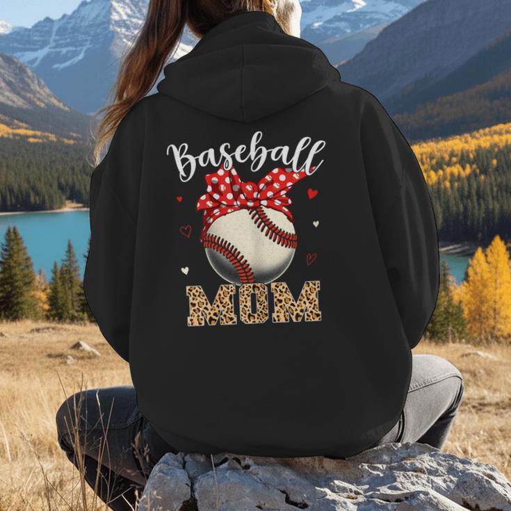 Baseball Mom Headband Leopard Baseball Ball Mother's Day Women Hoodie Back Print Baseball Mom Headband Leopard Baseball Ball Mother's Day Women Hoodie Back Print